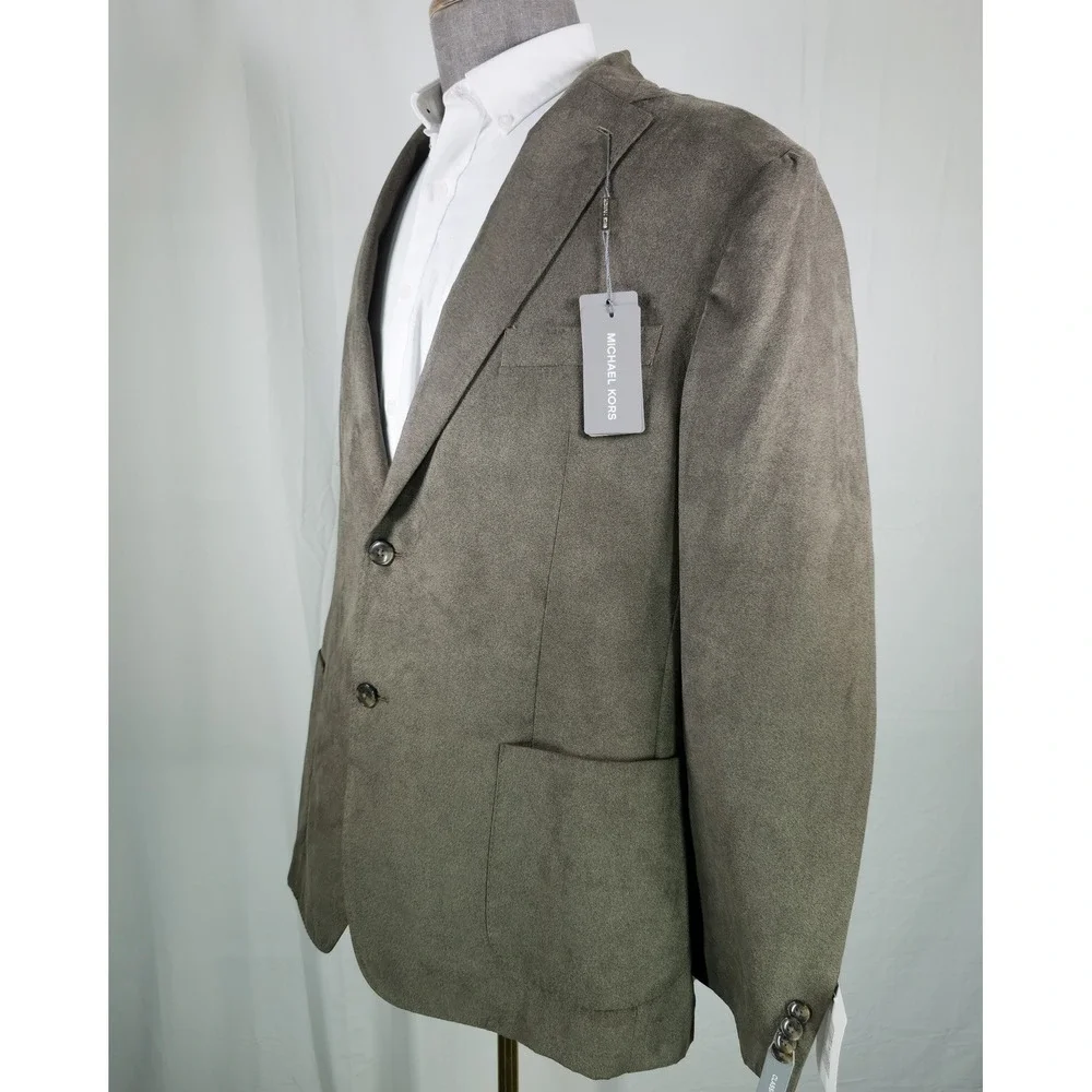 Michael Kors Sport Coat Men 44R Green Faux Suede Classic Fit Quiet Luxury NWT